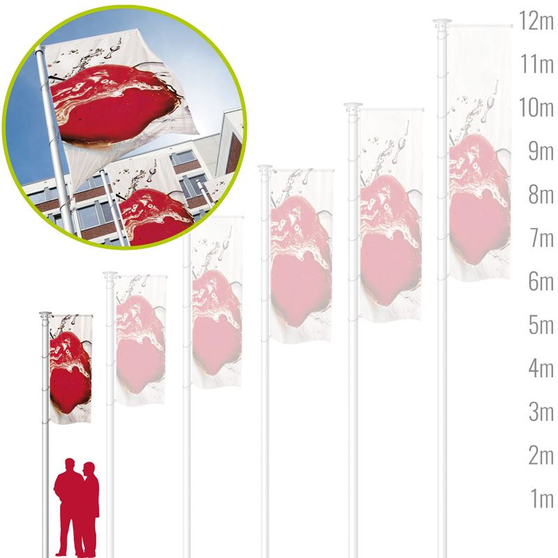 Der Fahnentyp "Ausleger" ist für Masten mit einem Mastausleger.